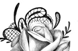 Realistic rose with lace tattoo design high resolution download