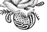 Realistic rose with lace tattoo design high resolution download