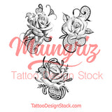 Realistic rose with lace tattoo design high resolution download