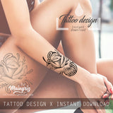 Realistic rose with lace tattoo design high resolution download