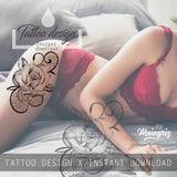 Realistic rose with lace tattoo design high resolution download