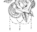 3 x Realistic rose with lace tattoo design high resolution download