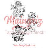 3 x Realistic rose with lace tattoo design high resolution download