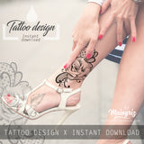 3 x Realistic rose with lace tattoo design high resolution download