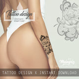 3 x Realistic rose with lace tattoo design high resolution download