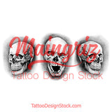 selection of amazing skull tattoo references in black and grey style