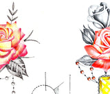5 x precious stone with realistic rose  tattoo design high resolution download