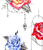 5 x precious stone with realistic rose  tattoo design high resolution download