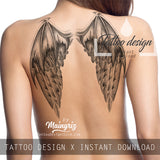 Realistic sexy wing  tattoo design high resolution download