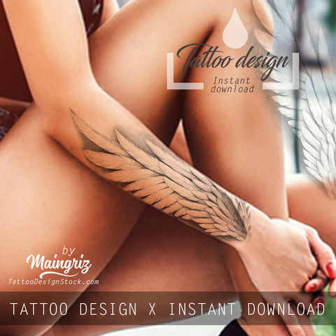 Realistic wing tattoo design high resolution download