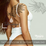 2 x realistic wing tattoo design high resolution download