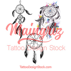 3 x Realistic sexy dreamcatchers tattoo design high resolution download