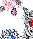 5 x Realistic sexy roses with precious stone  tattoo design high resolution download