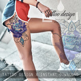 5 x Realistic sexy roses with precious stone  tattoo design high resolution download