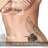 Sexy realistic wing  tattoo design high resolution download