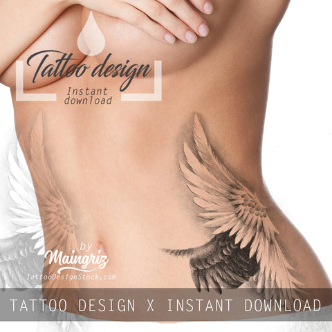 Sexy realistic wing  tattoo design high resolution download