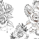 5 Oriental roses with pearls and mandala tattoo design instant download