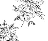 5 x peony linework tattoo design high resolution download