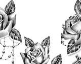 5 x Realistic roses with precious stone  tattoo design high resolution download