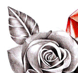 Realistic rose with sexy precious stone tattoo design high resolution download