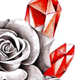 Realistic rose with sexy precious stone tattoo design high resolution download