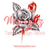 Realistic rose with sexy precious stone tattoo design high resolution download