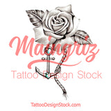 Sexy realistic rose with precious stone tattoo design high resolution download