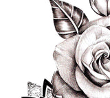 Realistic rose and precious stone and mandala  tattoo design high resolution download