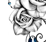 Two realistic roses and precious stone tattoo design high resolution download