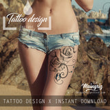 Two realistic roses and precious stone tattoo design high resolution download