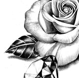 Realistic diamond with rose tattoo design high resolution download