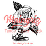 Realistic diamond with rose tattoo design high resolution download