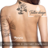 Realistic diamond with rose tattoo design high resolution download