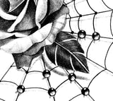 Realistic rose with pearls  tattoo design high resolution download