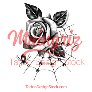 Realistic rose with pearls  tattoo design high resolution download