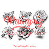 6 realistic roses for build your own sleeve tattoo design 