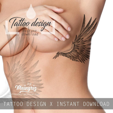 2 x realistic wing  tattoo design high resolution download