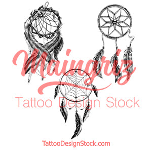 3 x Realistic dreamcatchers  tattoo design high resolution download