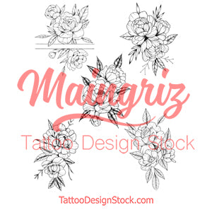 5 x sexy Peony linework design download high resolution download