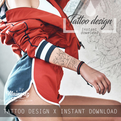 5 x sexy Peony linework design download high resolution download