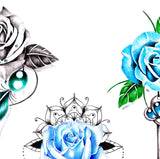 5 x Realistic roses with precious stone - download tattoo design