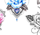 5 x Realistic roses with precious stone - download tattoo design