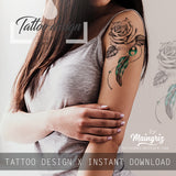 5 x Realistic roses with precious stone - download tattoo design