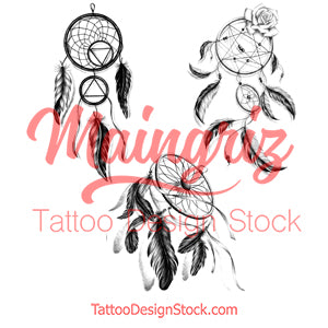 3 x Sexy realistic dreamcatchers  tattoo design high resolution download