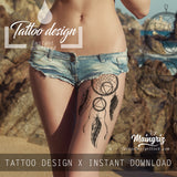 3 x Sexy realistic dreamcatchers  tattoo design high resolution download