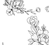 5 x peony linework sideboob tattoo design high resolution download