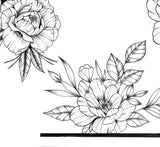 5 x Peony linework sideboob - tattoo design download