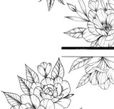 5 x Peony linework sideboob - tattoo design download