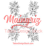 5 x peony linework half sleeve tattoo design high resolution download