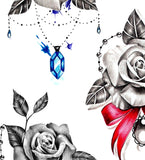 5 x sexy realistic roses with precious stone  tattoo design high resolution download